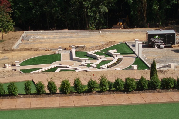 Pittsburgh residential backyard putting green grass